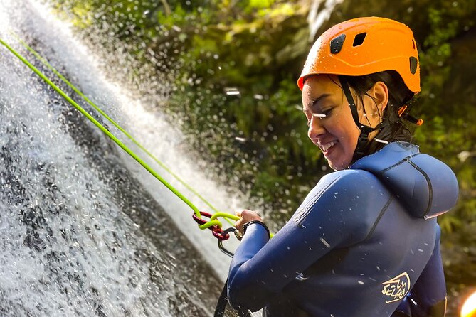 Madeira Canyoning Intermediate - Gear up: helmet, wetsuit, harness, and special shoes